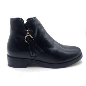 Womens Black Side Zipper Ankle Boots