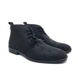 KMM Mens Classic Black Leather Desert Boots