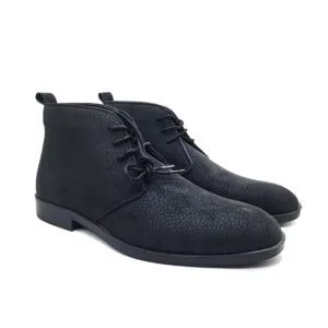 KMM Mens Classic Black Leather Desert Boots