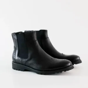 Shoe Mafia Black Perforated Leather Chelsea Boots