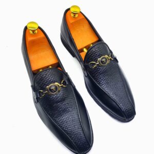 Versace Men’s Luxury Black Loafers – Snakeskin
