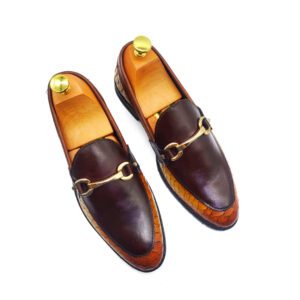 Versace Mens Luxury Tassel Loafers – Snakeskin Gold Horse