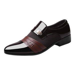 Premium Quality Mens Party Shoes Black & Brown Glossy