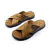 Sea Line Mens Leather Cross Sandal - Brown
