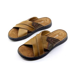 Sea Line Mens Leather Cross Sandal - Brown