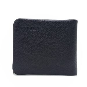 ESTIPOSS Men’s Bifold Wallet – Brown Pebbled Leather with Metallic Emblem