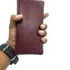 Gucci Premium Leather Long Wallet – Maroon Pebbled Texture