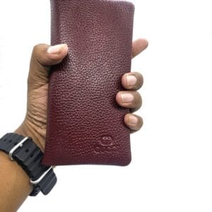 Gucci Premium Leather Long Wallet – Maroon Pebbled Texture