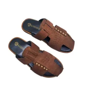 Kashas Mens Brown Closed-Toe Sandals