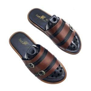 FootCover Men’s Two-Tone Buckle Slide Sandals