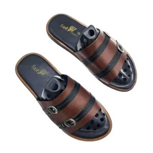 FootCover Men’s Two-Tone Buckle Slide Sandals
