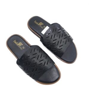 footCover Men’s Black Perforated Slide Sandals