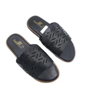 footCover Men’s Black Perforated Slide Sandals