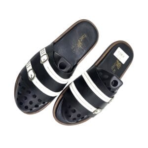 FootCover Men’s Two-Tone Multi-Strap Slide Sandals